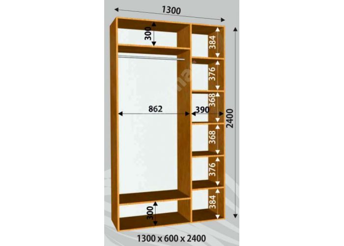 Шкаф-купе Сенатор ЗЗ / 1300*600*2400 мм