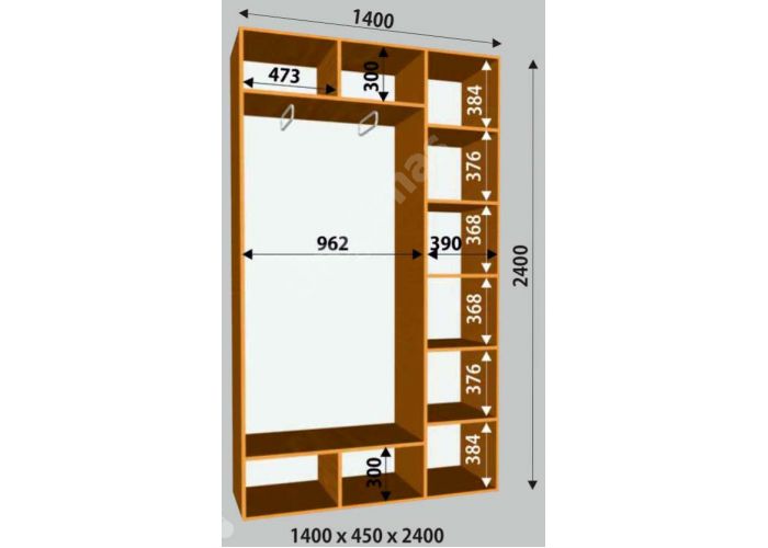 Шкаф-купе Сенатор Лакобель / 1400*450*2400 мм