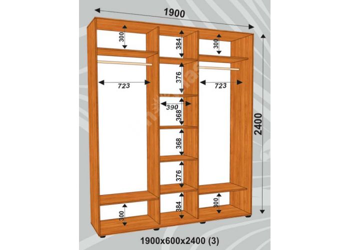Шкаф-купе Сенатор Песок / 1900*600*2400 (3) мм