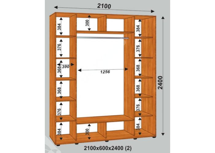 Шкаф-купе Сенатор Лакобель / 2100*600*2400 (2) мм
