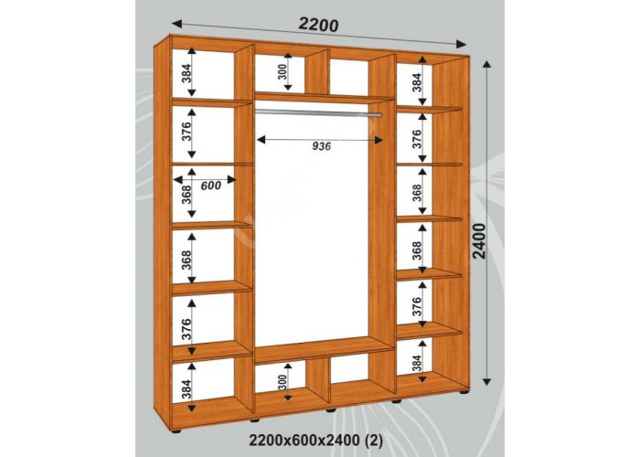 Шкаф-купе Сенатор Лакобель / 2200*600*2400 (2) мм