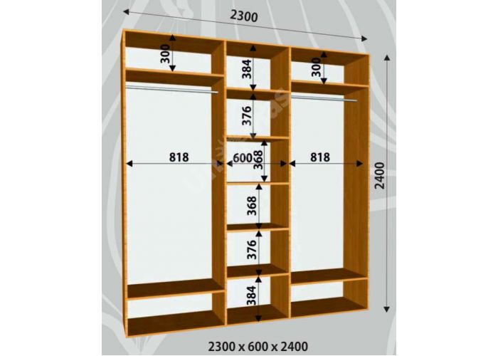 Шкаф-купе Сенатор ЗЗЗ / 2300*600*2400 мм