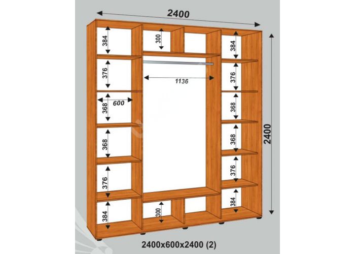 Шкаф-купе Сенатор Лакобель / 2400*600*2400 (2) мм
