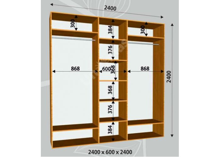 Шкаф-купе Сенатор ЗЗЗ / 2400*600*2400 мм