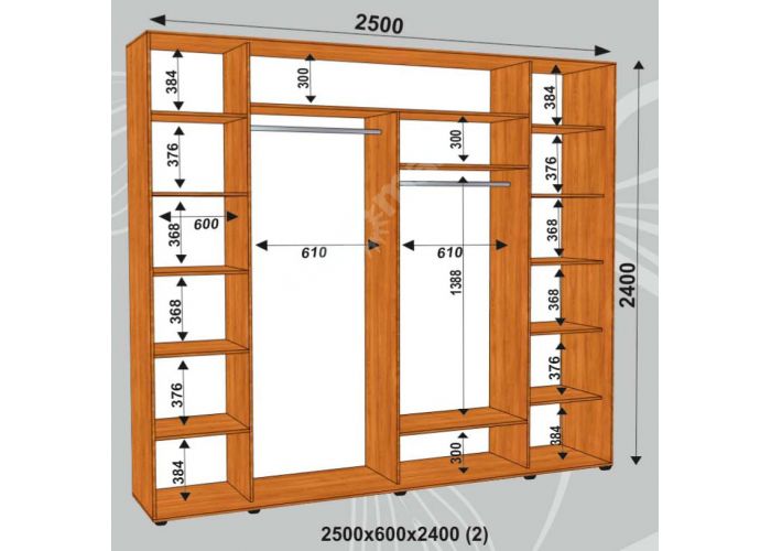 Шкаф-купе Сенатор Лакобель / 2500*600*2400 (2) мм