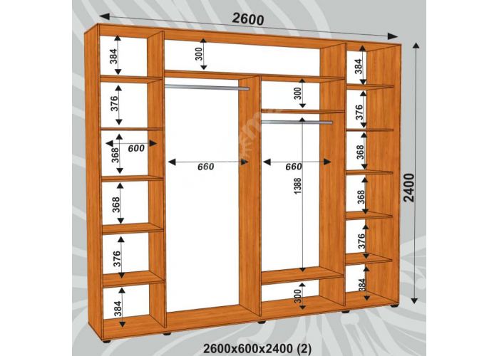 Шкаф-купе Сенатор Песок / 2600*600*2400 (2) мм