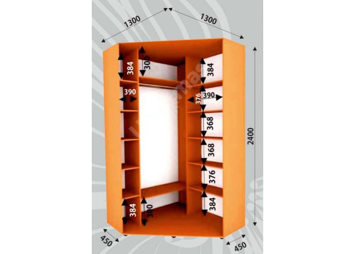Шкаф-купе Угловой Сенатор ДД / 1300*1300*2400 мм