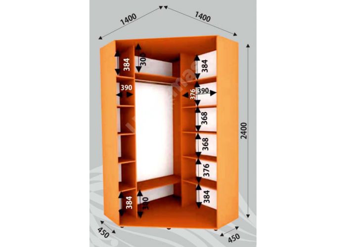 Шкаф-купе Угловой Сенатор ДД / 1400*1400*2400 мм