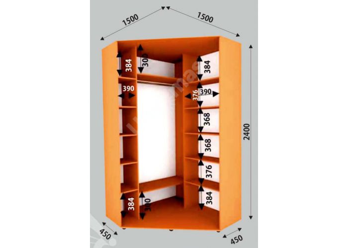 Шкаф-купе Угловой Сенатор Акрил / 1500*1500*2400 мм