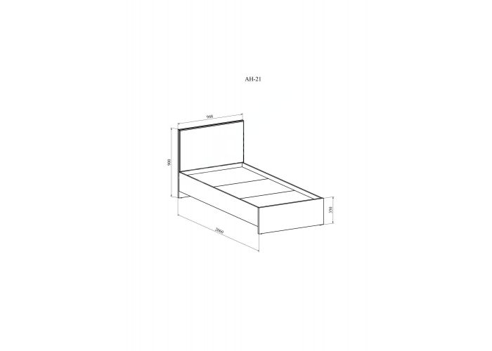 Анастасия, Кровать АН-21К  дуб роше (без МДФ)